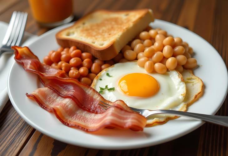 Breakfast Satisfaction Fried Egg, Bacon, and Beans